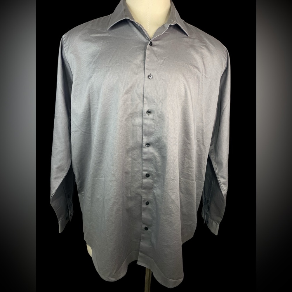 Van Heusen Big Fit Stretch Gray Long Sleeve Dress Shirt Men’s 19-36/37